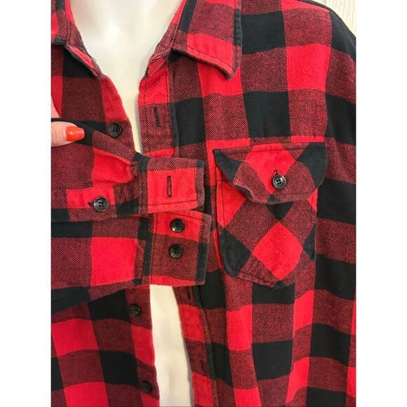 2XL #BuffaloPlaid Flannel 100% Cotton Thick Quality Long Sleeve Red Black 90s #G - Picture 5 of 6